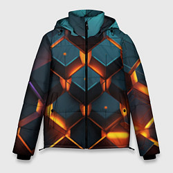 Куртка зимняя мужская Объемные кубы со светом, цвет: 3D-светло-серый