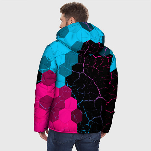 Мужская зимняя куртка Honda - neon gradient: по-вертикали / 3D-Черный – фото 4