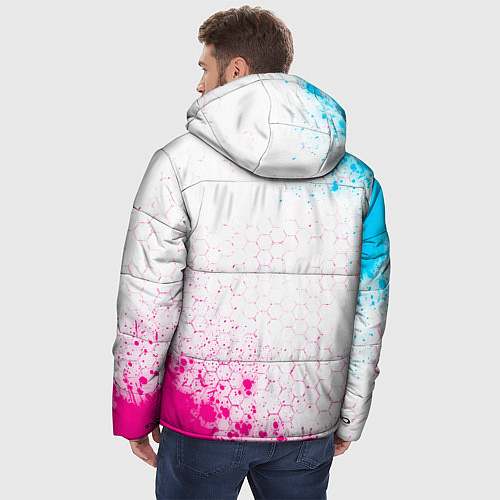 Мужская зимняя куртка Sally Face neon gradient style: надпись, символ / 3D-Черный – фото 4