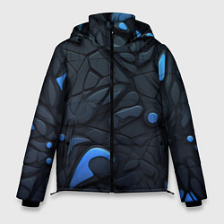 Куртка зимняя мужская Blue black abstract texture, цвет: 3D-красный