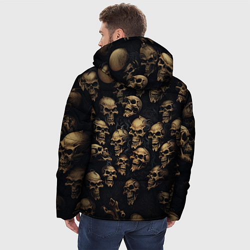 Мужская зимняя куртка Черепная вечеринка / 3D-Черный – фото 4