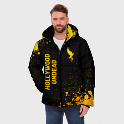Куртка зимняя мужская Hollywood Undead - gold gradient: надпись, символ, цвет: 3D-черный — фото 2