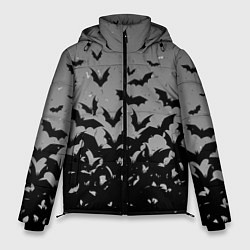 Куртка зимняя мужская Серый фон и летучие мыши, цвет: 3D-светло-серый