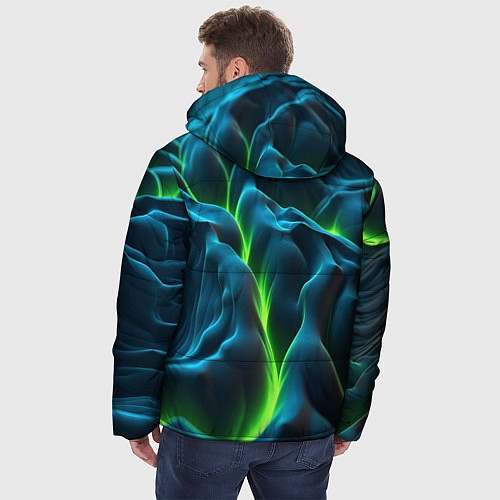 Мужская зимняя куртка Зеленая кислотная текстура с плитами / 3D-Светло-серый – фото 4