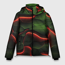 Куртка зимняя мужская Объемные красно зеленые плиты, цвет: 3D-черный