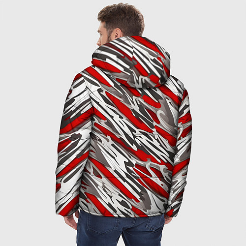 Мужская зимняя куртка Красные полосы за субстанцией / 3D-Черный – фото 4