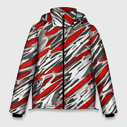 Куртка зимняя мужская Красные полосы за субстанцией, цвет: 3D-черный