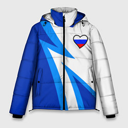 Куртка зимняя мужская Флаг России в сердечке - синий, цвет: 3D-черный
