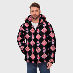 Куртка зимняя мужская Клеточка black pink, цвет: 3D-красный — фото 2