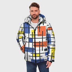 Куртка зимняя мужская Разноцветные прямоугольники, цвет: 3D-черный — фото 2