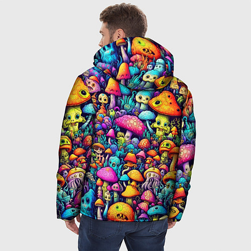 Мужская зимняя куртка Кислотные психоделические грибы / 3D-Черный – фото 4