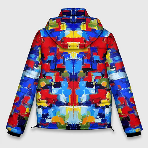 Мужская зимняя куртка Colorful abstraction - vogue - paint / 3D-Красный – фото 2