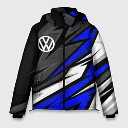 Куртка зимняя мужская Volkswagen - Синяя абстракция, цвет: 3D-черный