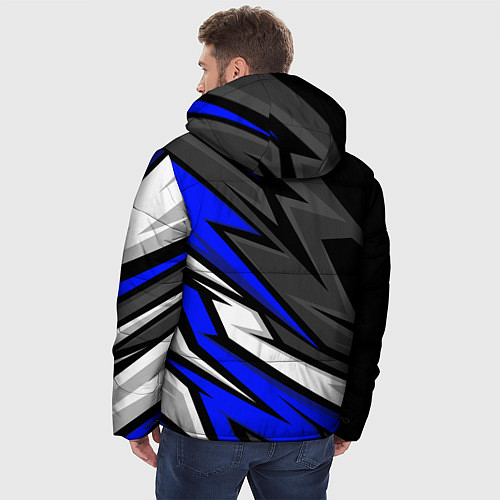 Мужская зимняя куртка Volkswagen - Синяя абстракция / 3D-Светло-серый – фото 4