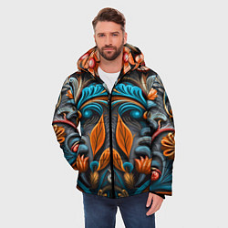 Куртка зимняя мужская Mirrow floral pattern - art - vogue, цвет: 3D-черный — фото 2