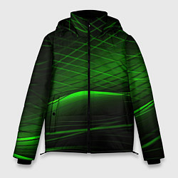 Куртка зимняя мужская Green lines black backgrouns, цвет: 3D-черный