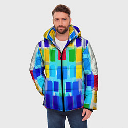 Куртка зимняя мужская Colorful strips - pop art - vogue, цвет: 3D-светло-серый — фото 2