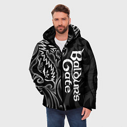 Куртка зимняя мужская Балдурс гейт 3 - черный дракон, цвет: 3D-светло-серый — фото 2