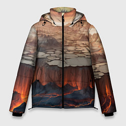 Куртка зимняя мужская Разлом земли и лавовой поверхности, цвет: 3D-светло-серый