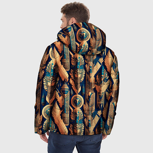Мужская зимняя куртка Золотые узоры Египта и Рима / 3D-Черный – фото 4