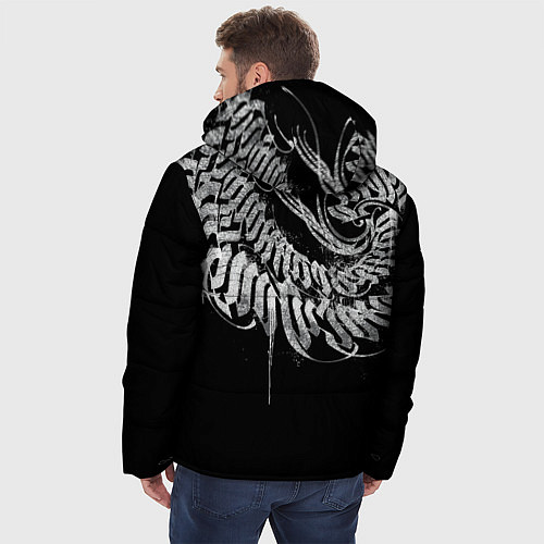 Мужская зимняя куртка Каллиграфическая спираль / 3D-Черный – фото 4