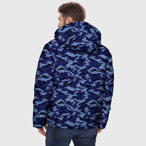 Мужская зимняя куртка Камуфляж охрана синий / 3D-Черный – фото 4