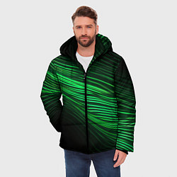 Куртка зимняя мужская Green neon lines, цвет: 3D-красный — фото 2