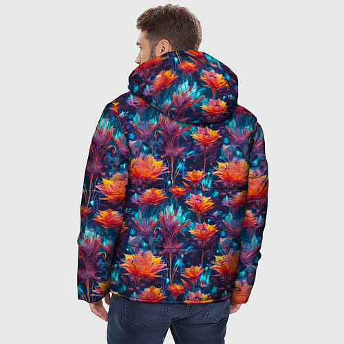 Мужская зимняя куртка Футуристические цветы узор / 3D-Светло-серый – фото 4