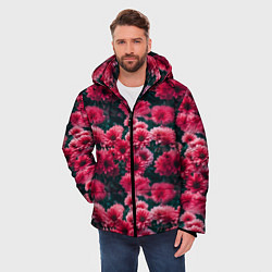 Куртка зимняя мужская Красные цветы узор, цвет: 3D-красный — фото 2