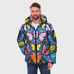 Куртка зимняя мужская Зеркальный паттерн из бабочек - мода, цвет: 3D-красный — фото 2