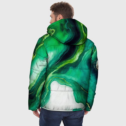 Мужская зимняя куртка Жидкий изумруд в стиле арт / 3D-Светло-серый – фото 4
