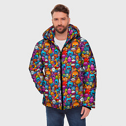 Куртка зимняя мужская Маленькие монстрики, цвет: 3D-светло-серый — фото 2