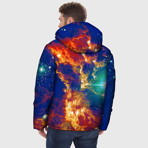 Мужская зимняя куртка Космический лев - неоновое свечение / 3D-Светло-серый – фото 4