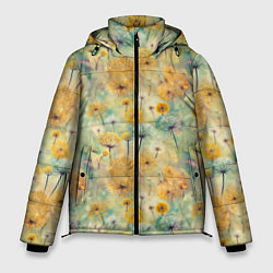 Куртка зимняя мужская Одуванчики узор, цвет: 3D-светло-серый