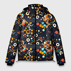 Куртка зимняя мужская Разноцветные круги и кольца, цвет: 3D-черный