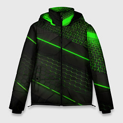 Куртка зимняя мужская Зеленая абстракция со светом, цвет: 3D-красный