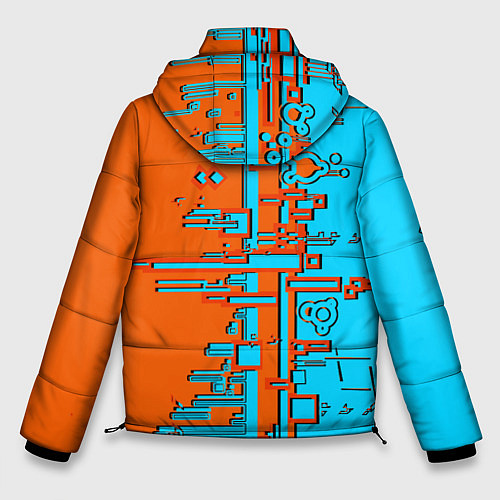 Мужская зимняя куртка Кибер-глитч морозный апельсин / 3D-Красный – фото 2