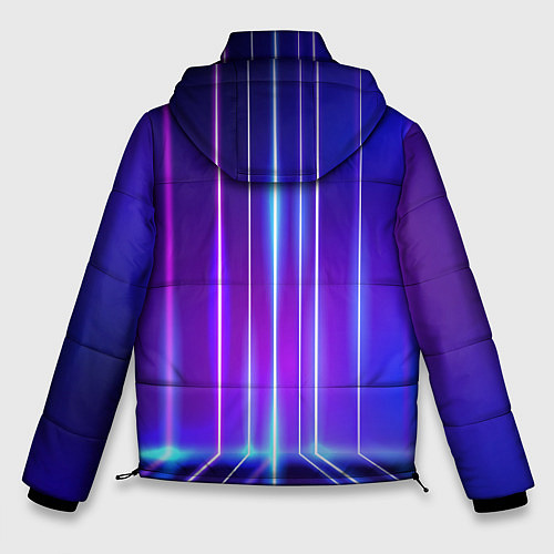 Мужская зимняя куртка Neon glow - vaporwave - strips / 3D-Красный – фото 2