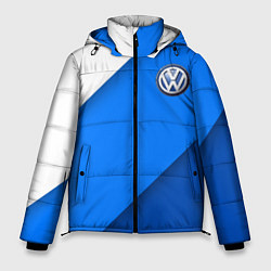 Куртка зимняя мужская Volkswagen - голубые линии, цвет: 3D-черный