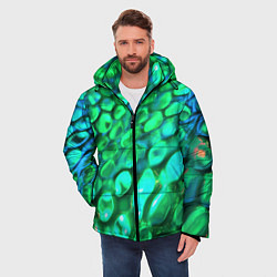 Куртка зимняя мужская Объемная зеленая текстура в виде чешуи, цвет: 3D-черный — фото 2