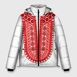 Куртка зимняя мужская Красная славянская вышиванка, цвет: 3D-черный