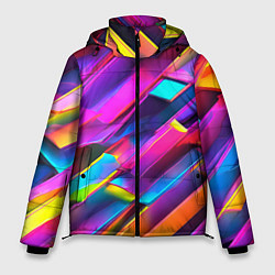 Куртка зимняя мужская Неоновые разноцветные пластины, цвет: 3D-светло-серый