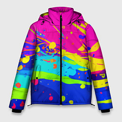 Куртка зимняя мужская Красочная абстрактная композиция, цвет: 3D-красный