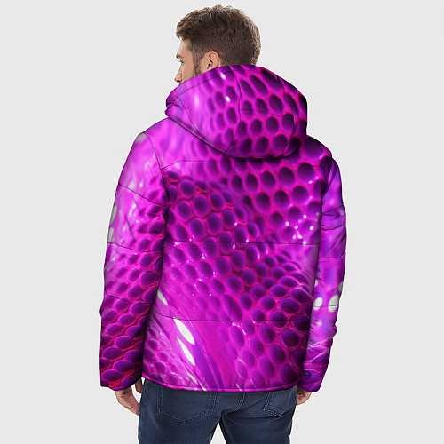 Мужская зимняя куртка Розовые объемные соты / 3D-Красный – фото 4