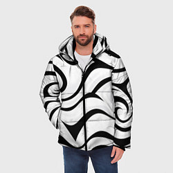 Куртка зимняя мужская Анималистическая абстракция зебры, цвет: 3D-красный — фото 2
