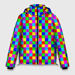 Куртка зимняя мужская Разноцветные плитки, цвет: 3D-красный