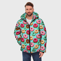 Куртка зимняя мужская Разноцветные пончики паттерн, цвет: 3D-светло-серый — фото 2