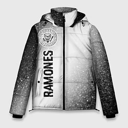 Куртка зимняя мужская Ramones glitch на светлом фоне: по-вертикали, цвет: 3D-черный