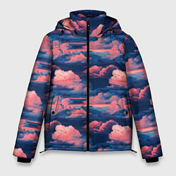 Куртка зимняя мужская Волшебные сине розовые облока, цвет: 3D-черный