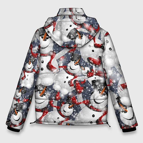 Мужская зимняя куртка Зимний паттерн со снеговиками / 3D-Красный – фото 2
